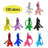 10Pcs Eiffel Tower Model Keychain Retro Paris Keyring Metal Split Key Ring Tower