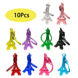 10Pcs Eiffel Tower Model Keychain Retro Paris Keyring Metal Split Key Ring Tower