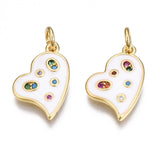 10Pcs Heart Charm CZ Mini Pendant DIY Jewelry Making