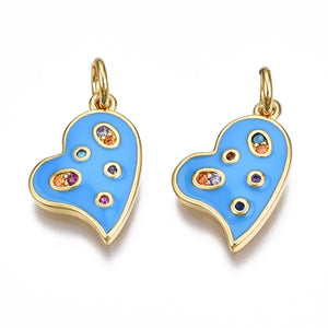 10Pcs Heart Charm CZ Mini Pendant DIY Jewelry Making