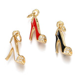10Pcs High Heel Enamel Charms Zirconia Stilettos Antique DIY Craft