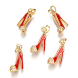 10Pcs High Heel Enamel Charms Zirconia Stilettos Antique DIY Craft