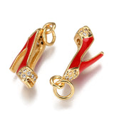 10Pcs High Heel Enamel Charms Zirconia Stilettos Antique DIY Craft