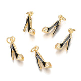 10Pcs High Heel Enamel Charms Zirconia Stilettos Antique DIY Craft