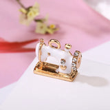 10Pcs Enamel Crystal Sewing Machine Charms Metal Pendants for Jewelry Making