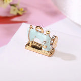 10Pcs Enamel Crystal Sewing Machine Charms Metal Pendants for Jewelry Making
