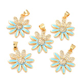 10Pcs Flower Charm Zirconia Pendants DIY Jewelry Making