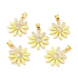 10Pcs Flower Charm Zirconia Pendants DIY Jewelry Making