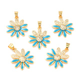 10Pcs Flower Charm Zirconia Pendants DIY Jewelry Making