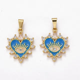 10Pcs Enamel Evil Eye Heart Charms for Jewelry Making