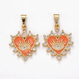 10Pcs Enamel Evil Eye Heart Charms for Jewelry Making