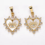10Pcs Enamel Evil Eye Heart Charms for Jewelry Making