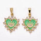 10Pcs Enamel Evil Eye Heart Charms for Jewelry Making