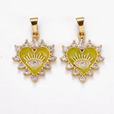 10Pcs Enamel Evil Eye Heart Charms for Jewelry Making