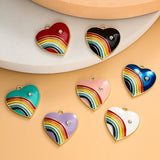 10Pcs Rainbow Heart Charm Crystal Pendant Diy Jewelry Making Supplies