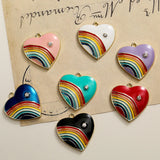 10Pcs Rainbow Heart Charm Crystal Pendant Diy Jewelry Making Supplies