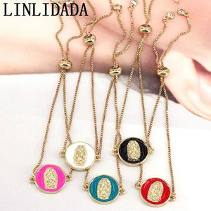10Pcs Enamel Religion Charm Bracelet, Adjustable Chain