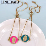 10Pcs Enamel Religion Charm Bracelet, Adjustable Chain