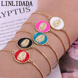 10Pcs Enamel Religion Charm Bracelet, Adjustable Chain