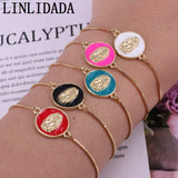 10Pcs Enamel Religion Charm Bracelet, Adjustable Chain