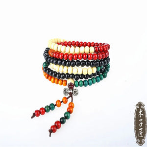 10Pcs Ethnic Wooden Bead Stretch Bracelet Small Beads Women Men Jewelry