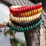 10Pcs Ethnic Wooden Bead Stretch Bracelet Small Beads Women Men Jewelry