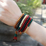 10Pcs Ethnic Wooden Bead Stretch Bracelet Small Beads Women Men Jewelry