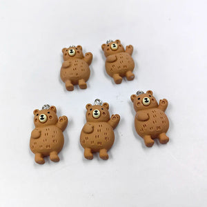 10Pcs European Brown Bear Resin Charms for DIY Earrings Necklaces