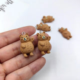 10Pcs European Brown Bear Resin Charms for DIY Earrings Necklaces
