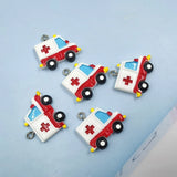 10Pcs European Ambulance Car Resin Charms DIY Earrings Keychain