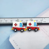 10Pcs European Ambulance Car Resin Charms DIY Earrings Keychain