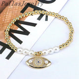 Zirconia Paved Shell Pearl Eyes Bracelets for Women