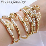 Zirconia Paved Shell Pearl Eyes Bracelets for Women