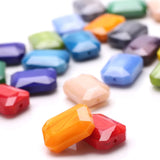 10Pcs Faceted Glass Flat Beads Rectangle 13x18mm Natural Stone