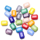 10Pcs Faceted Glass Flat Beads Rectangle 13x18mm Natural Stone