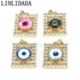 10Pcs 18K Plated CZ Pave Geometric Evil Eye Pendants Accessories