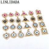 10Pcs 18K Plated CZ Pave Geometric Evil Eye Pendants Accessories