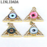 10Pcs 18K Plated CZ Pave Geometric Evil Eye Pendants Accessories