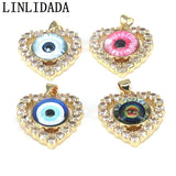 10Pcs 18K Plated CZ Pave Geometric Evil Eye Pendants Accessories