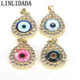 10Pcs 18K Plated CZ Pave Geometric Evil Eye Pendants Accessories