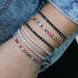10Pcs Clear Rainbow CZ Tennis Bracelet Women