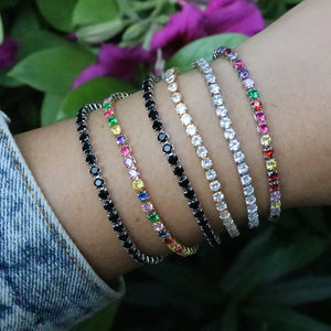 10Pcs Clear Rainbow CZ Tennis Bracelet Women