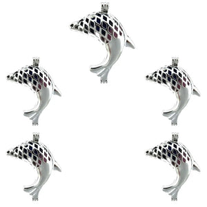 10Pcs Dolphin Beads Cage Locket Aromatherapy Diffuser Pendant
