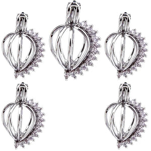 10Pcs Rhinestone Pearl Cage Locket Aromatherapy Pendant Jewelry Making