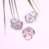 10Pcs CZ Heart Lock Charms Cubic Zirconia Padlock Pendants DIY