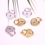 10Pcs CZ Heart Lock Charms Cubic Zirconia Padlock Pendants DIY