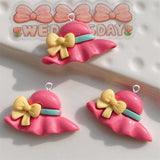 10Pcs Colorful Bowknot Sun Hat Charms Resin DIY Jewelry Making C1205