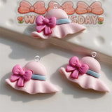 10Pcs Colorful Bowknot Sun Hat Charms Resin DIY Jewelry Making C1205