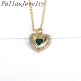10Pcs Colorful Crystal Zircon Heart Charms Necklace For Women