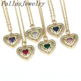 10Pcs Colorful Crystal Zircon Heart Charms Necklace For Women